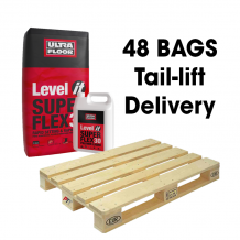 Ultra Floor Level It Super Flex 30 Rapid Setting Fibre Reinforced Flexible Two Part Self Levelling Compound 20kg Full Pallet (48 Bag & Bottle Tail Lift)